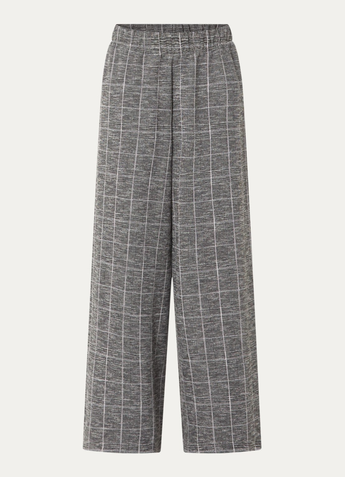 French Connection Wesley high waist wide fit pantalon met pied-de-poule dessin - voorkant 3 grijs