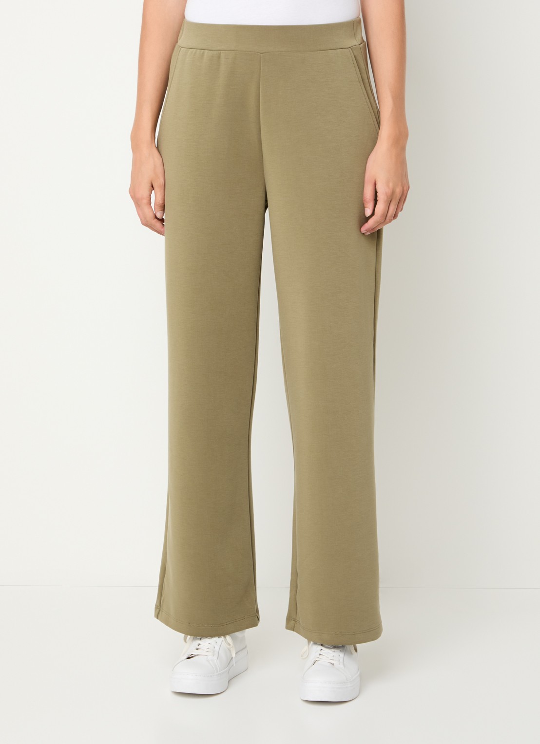 French Connection Wren high waist wide fit pantalon met steekzakken - detail 3 mosgroen