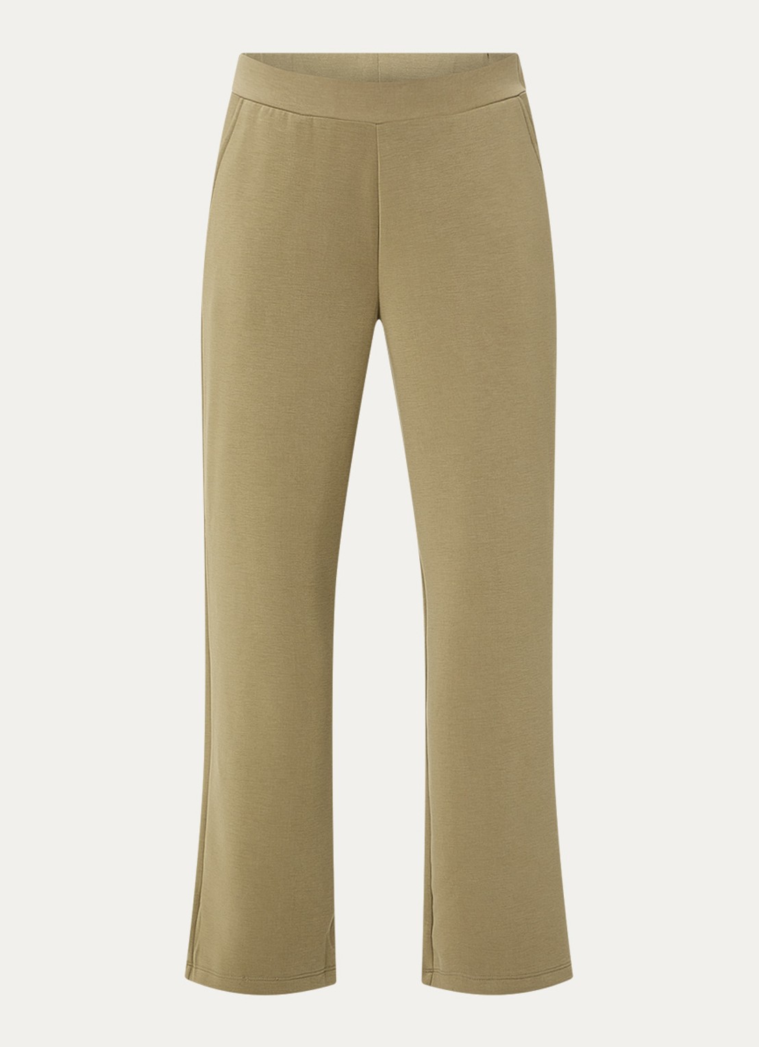 French Connection Wren high waist wide fit pantalon met steekzakken - voorkant mosgroen