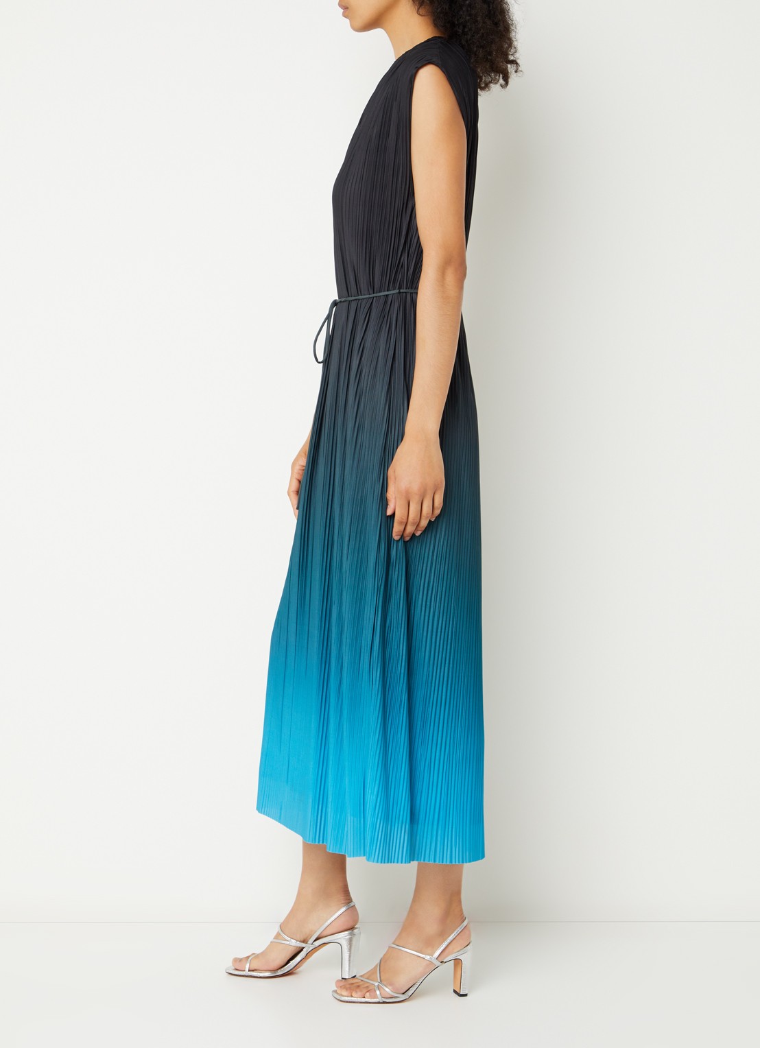 French Connection Xena midi jurk met dip-dye dessin - voorkant 2 zwart