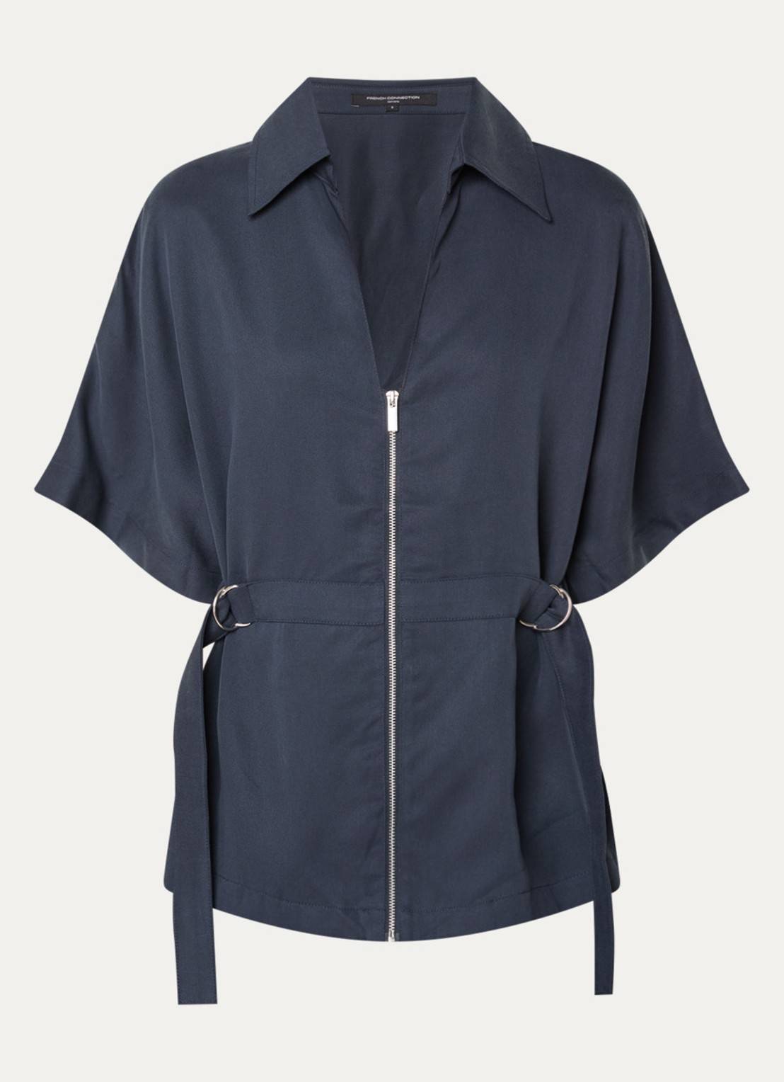 French Connection Yassie blouse met ceintuur - voorkant 3 donkerblauw