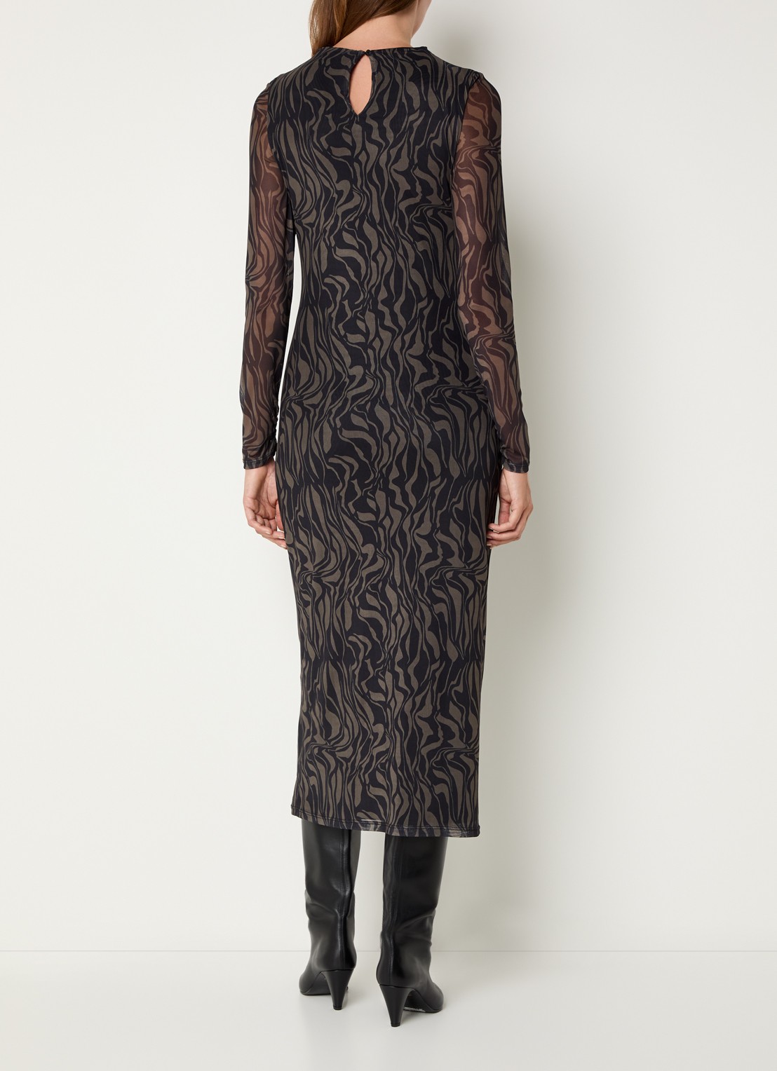 French Connection Zaria maxi jurk met camouflageprint - achterkant zwart