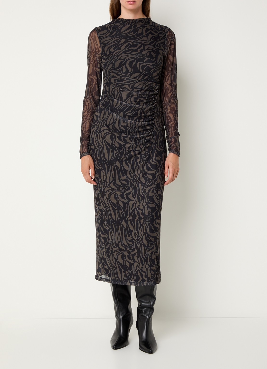 French Connection Zaria maxi jurk met camouflageprint - detail 4 zwart