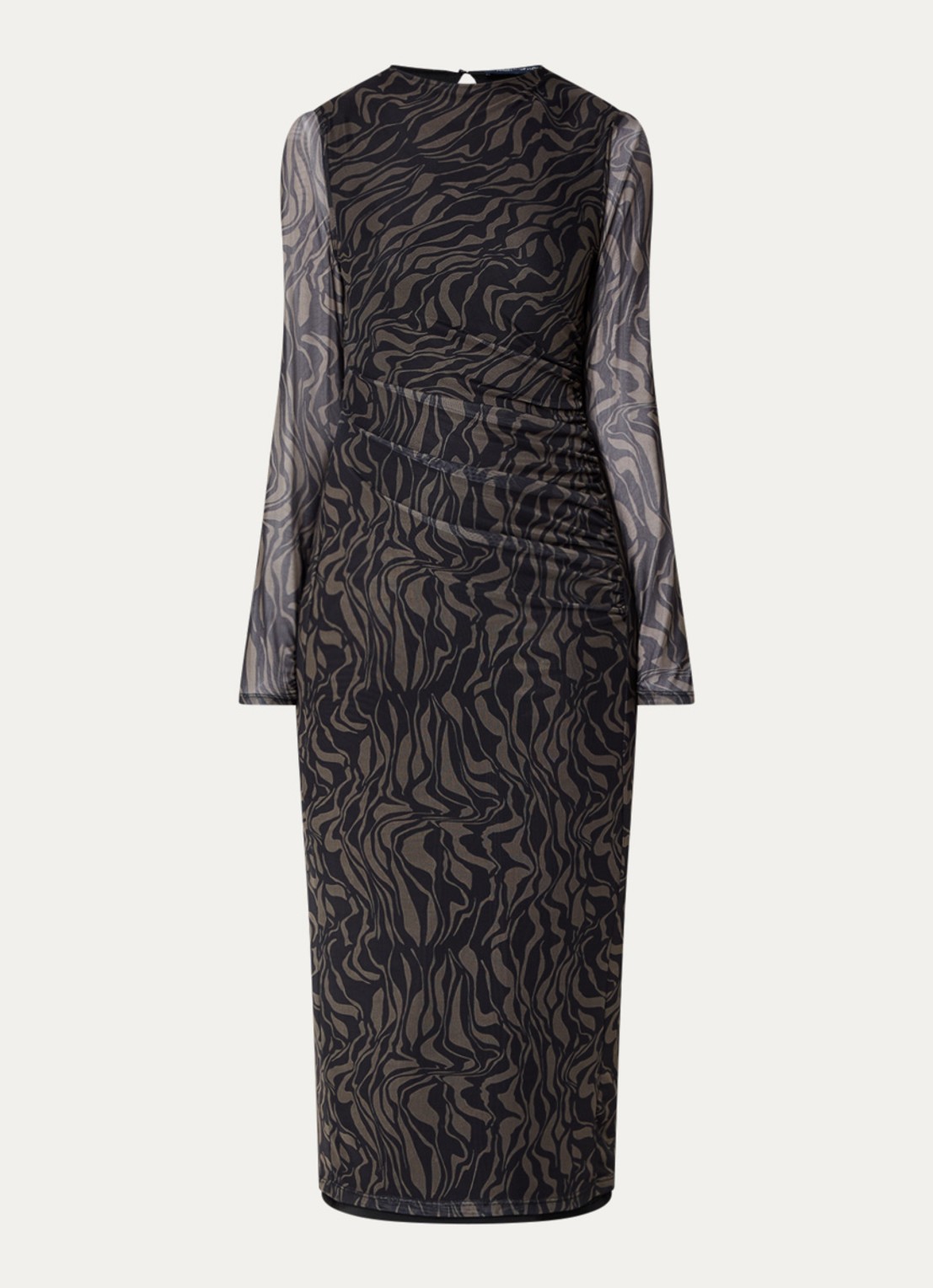 French Connection Zaria maxi jurk met camouflageprint - voorkant 2 zwart