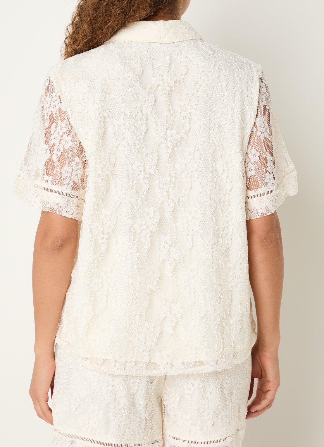 French Connection Zoe semi-transparante blouse van kant - achterkant 4 creme