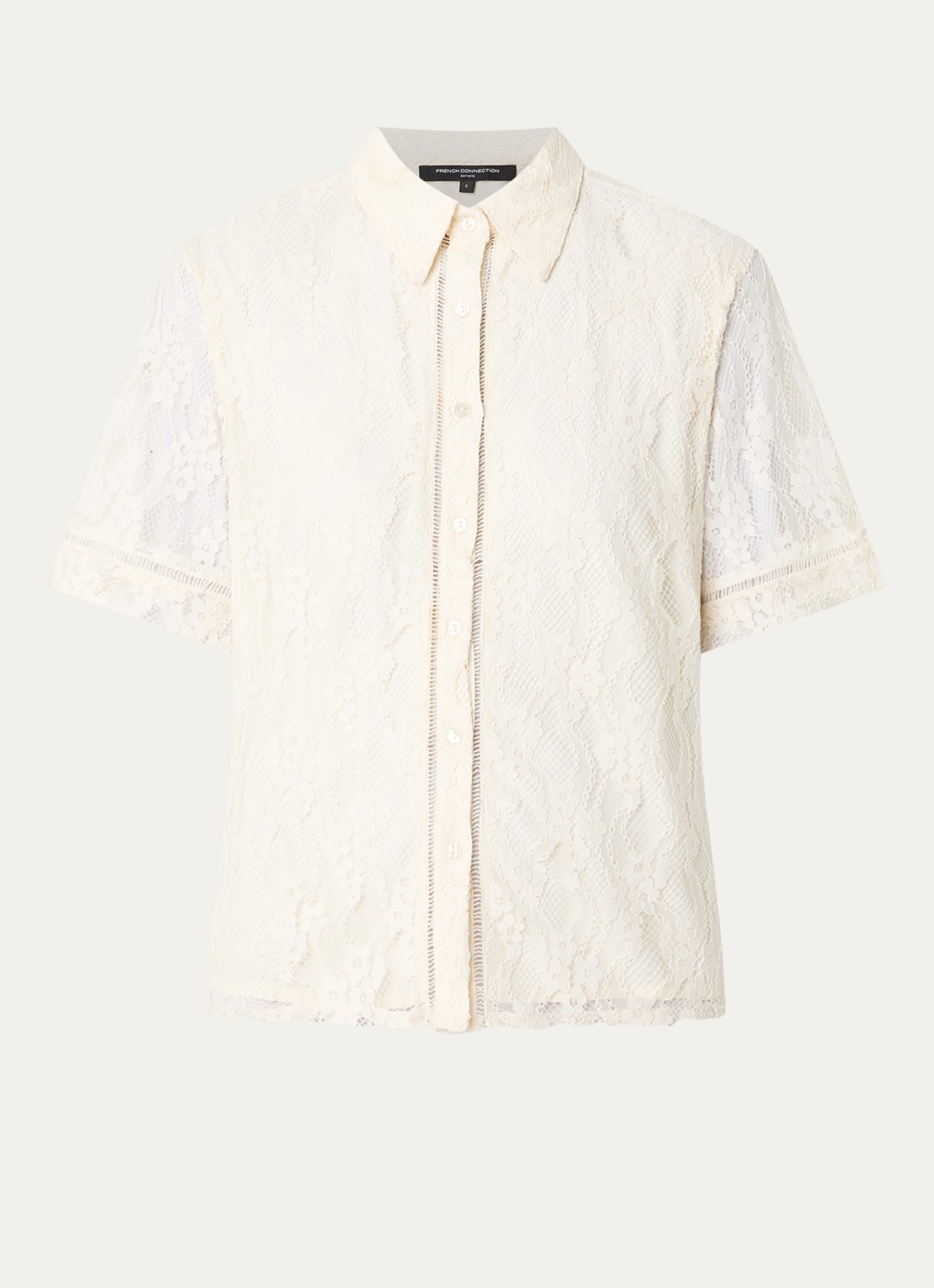 French Connection Zoe semi-transparante blouse van kant - voorkant 2 creme