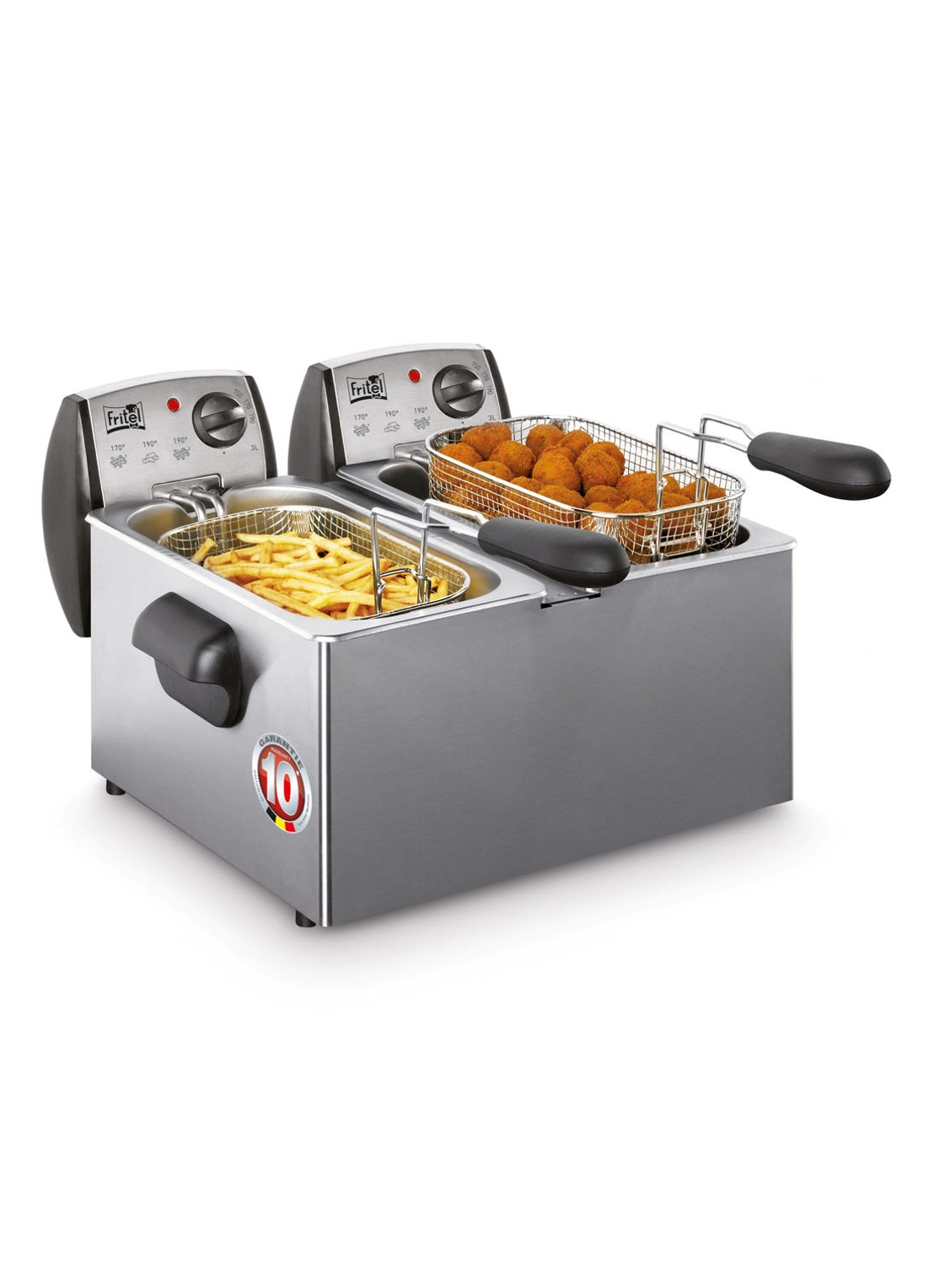 Fritel Duo friteuse FR1850 141056 - voorkant 3 roestvrijstaal