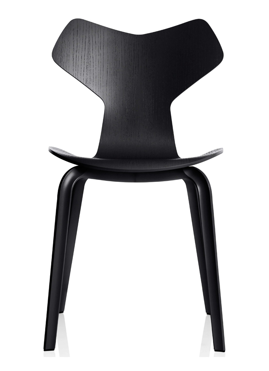 Fritz Hansen Grand Prix Chair Wood stoel gekleurd essen - voorkant zwart