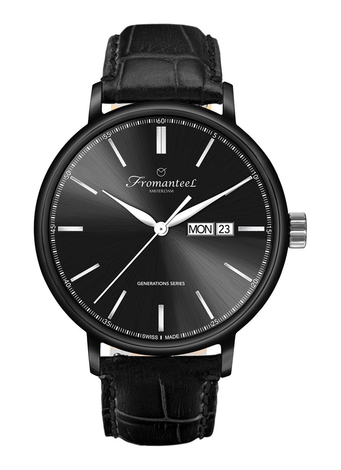 Fromanteel Generations Day Date horloge GS-0805-004 - voorkant 3 zwart