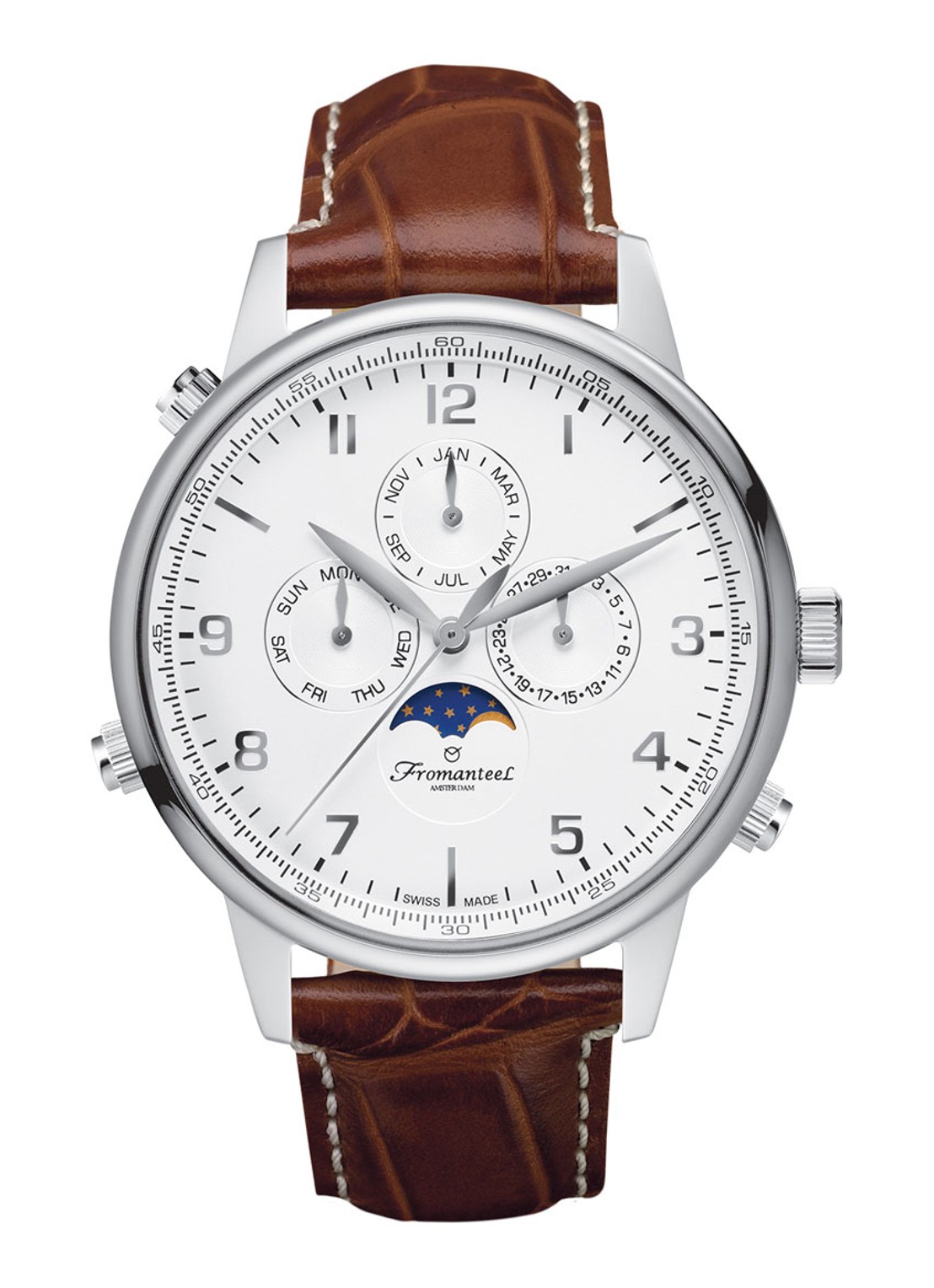 Fromanteel Horloge moonphase GT-0531-003 - voorkant zilver