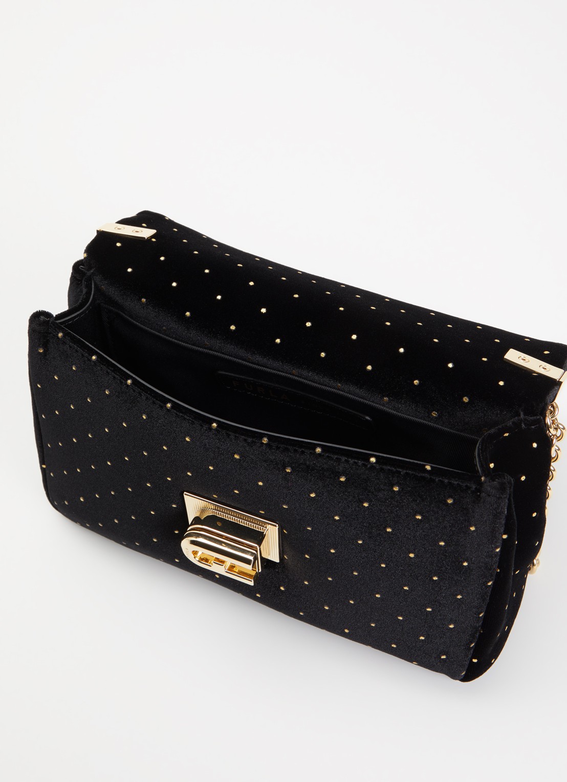 FURLA 1927 Mini crossbodytas van fluweel - detail 2 zwart