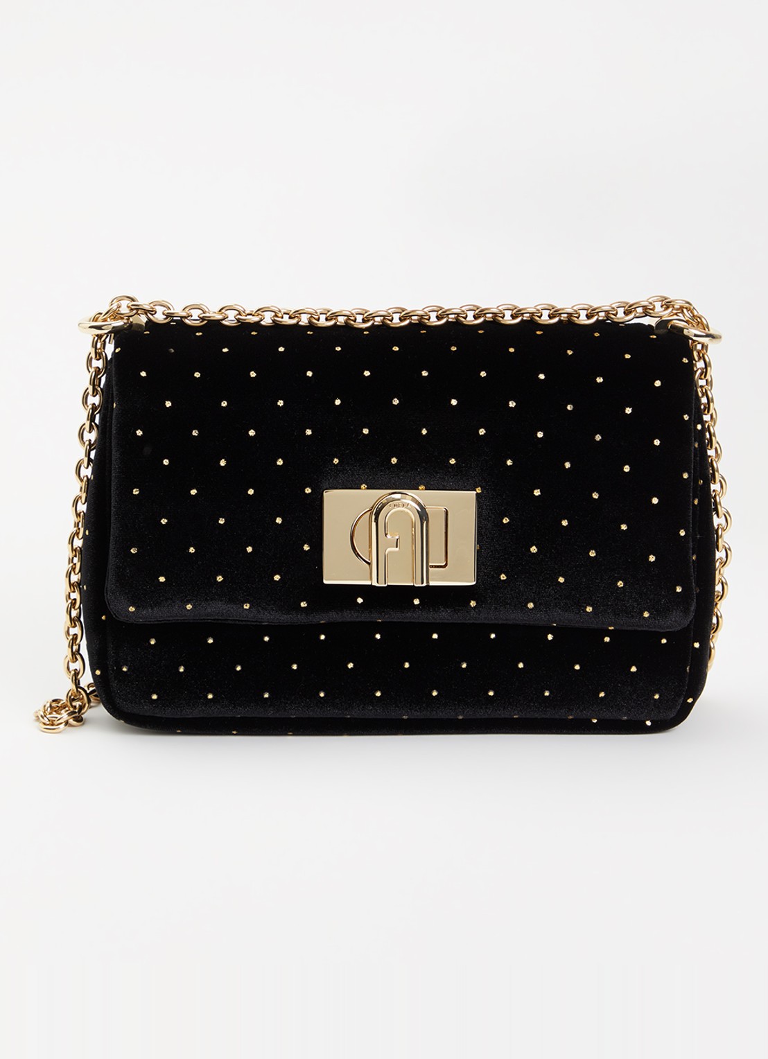 FURLA 1927 Mini crossbodytas van fluweel - voorkant 5 zwart