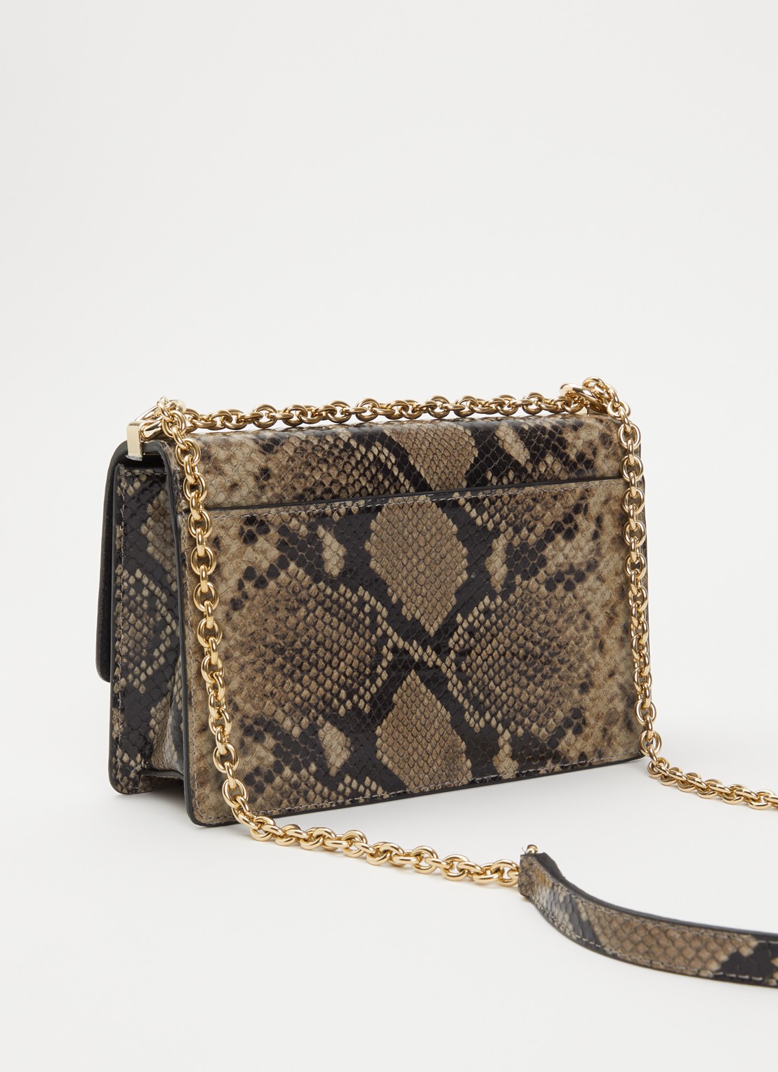 FURLA 1927 Mini crossbodytas van geitenleer met slangenprint - achterkant 5 grijs