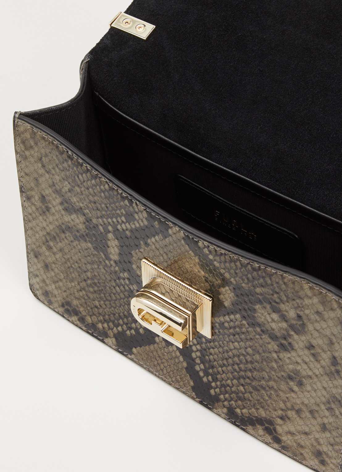 FURLA 1927 Mini crossbodytas van geitenleer met slangenprint - detail 2 grijs