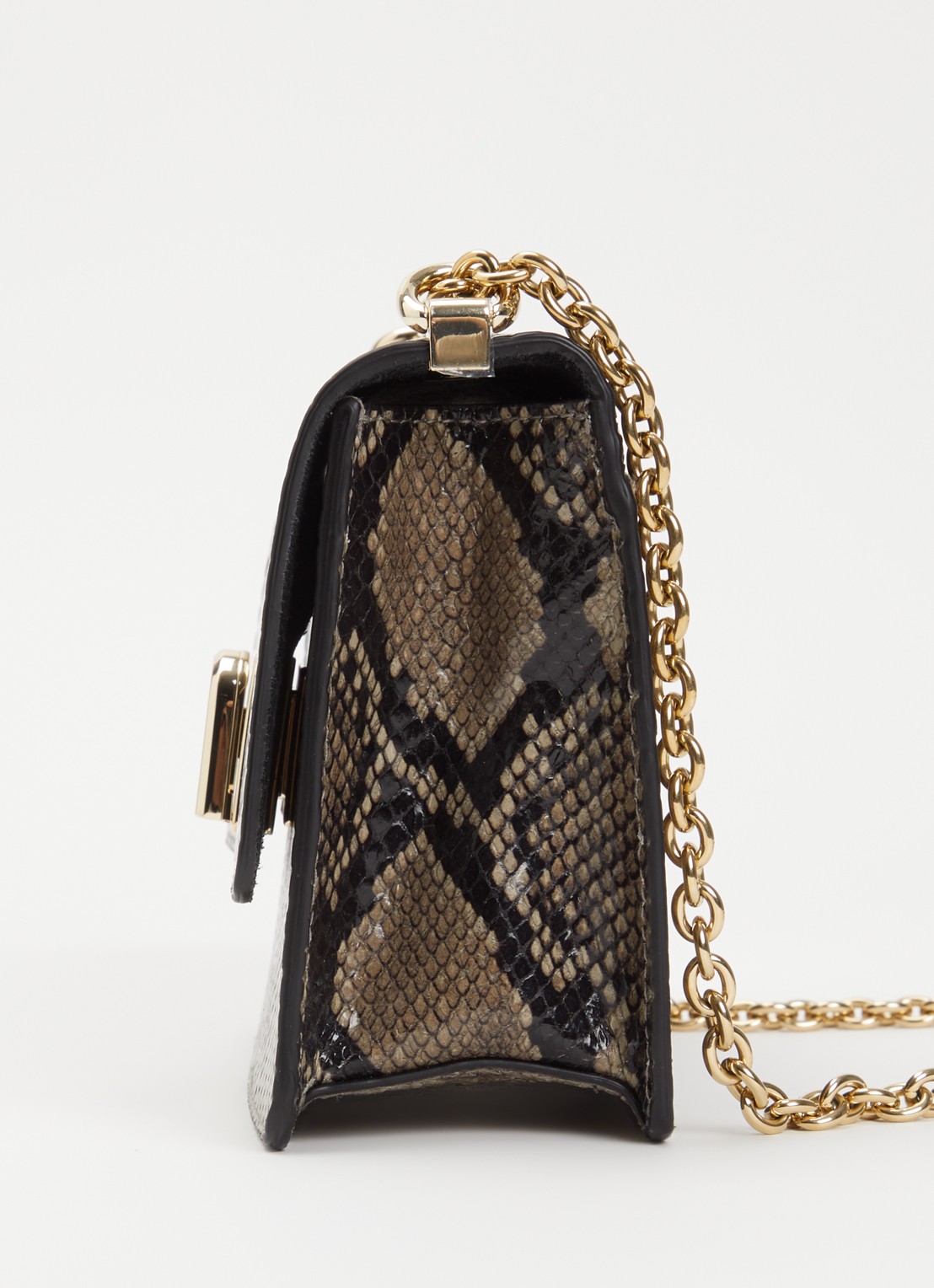 FURLA 1927 Mini crossbodytas van geitenleer met slangenprint - detail 3 grijs
