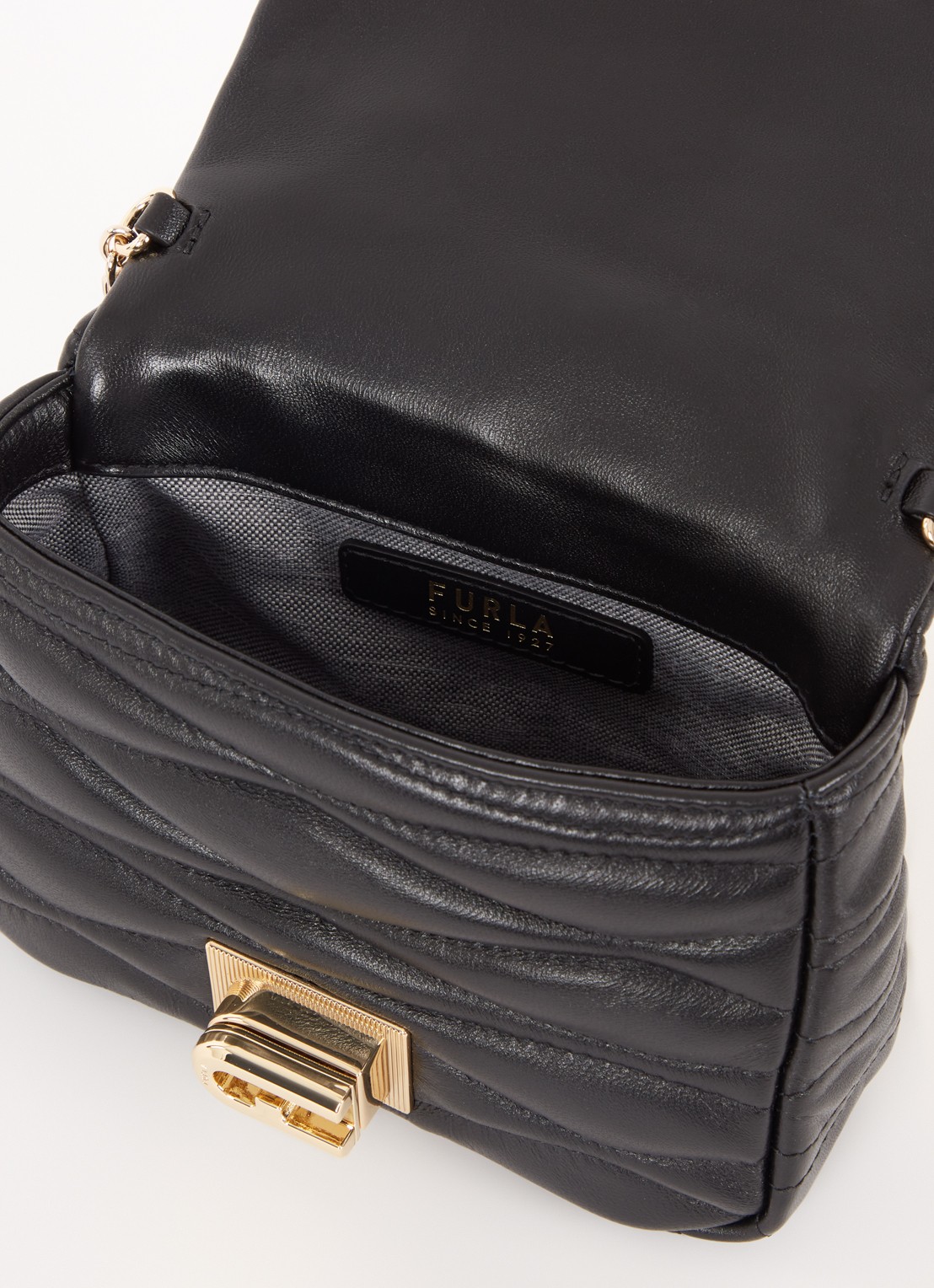 FURLA 1927 Mini crossbodytas van quilted kalfsleer - detail 3 zwart