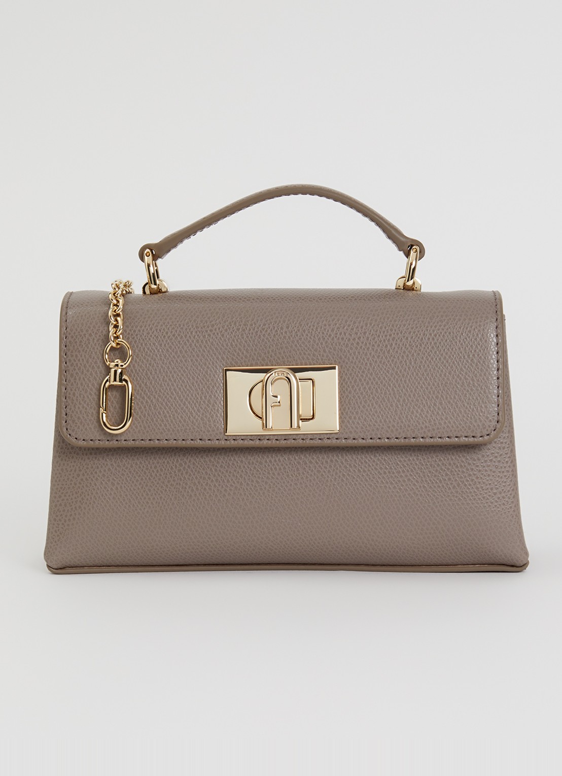 FURLA 1927 Mini handtas van leer met structuur - voorkant 5 grijs