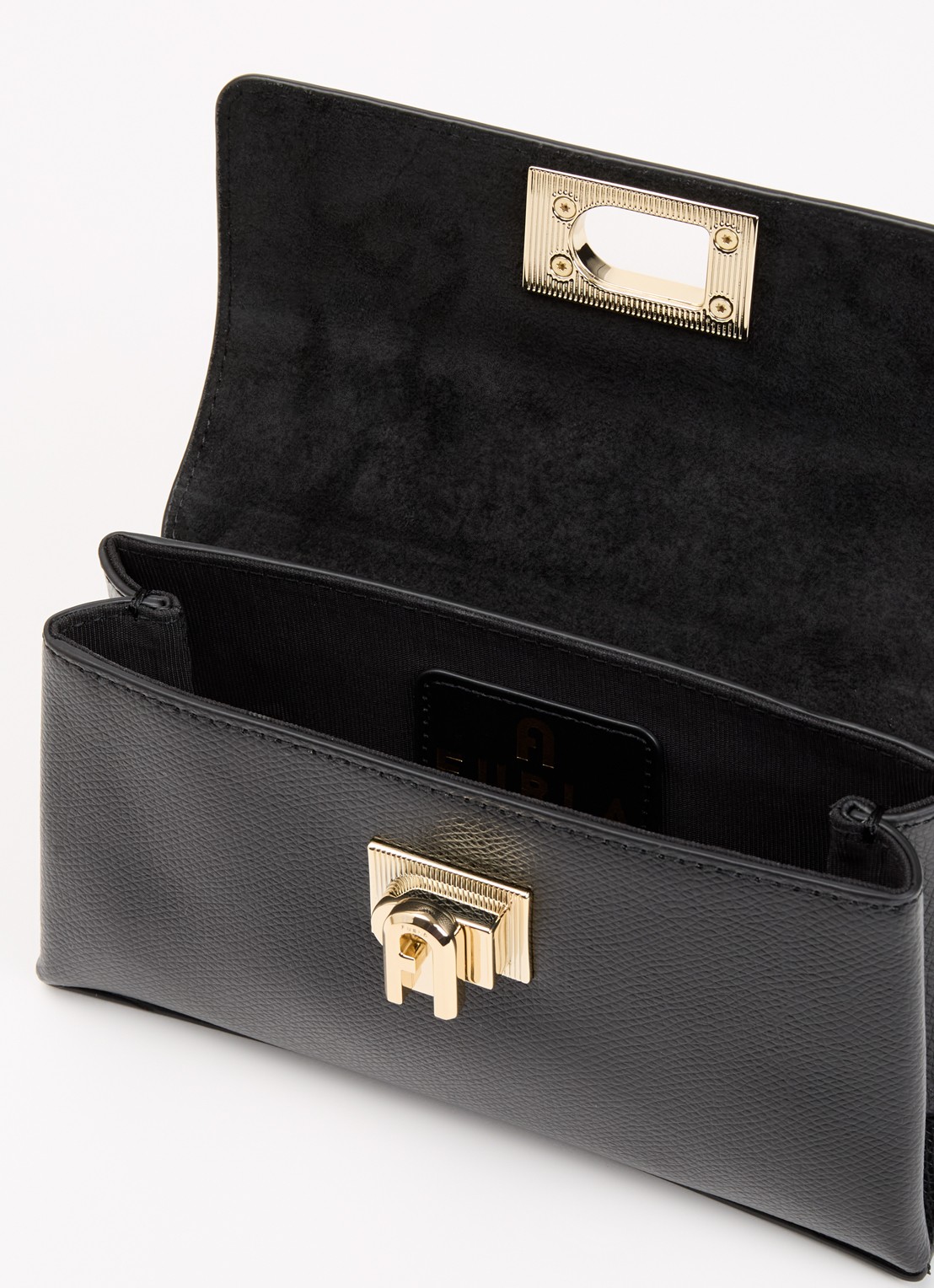 FURLA 1927 Mini handtas van leer met structuur - detail 2 zwart