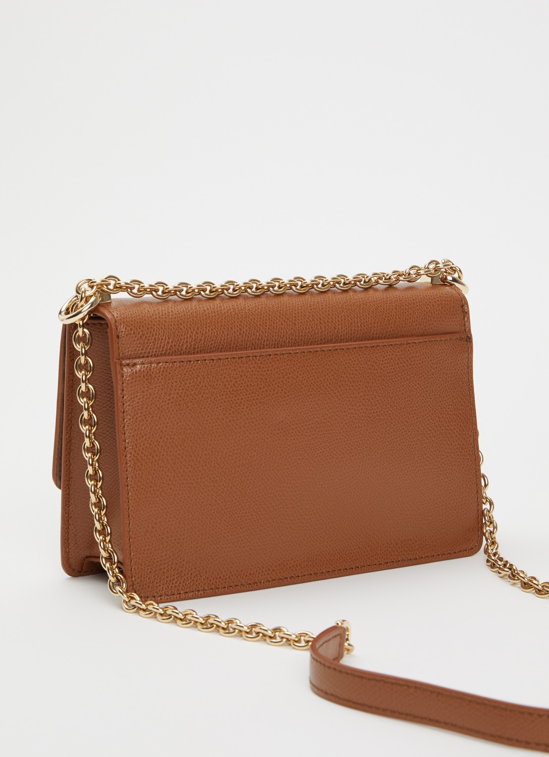 FURLA 1927 mini schoudertas van leer met structuur - achterkant 2 cognac