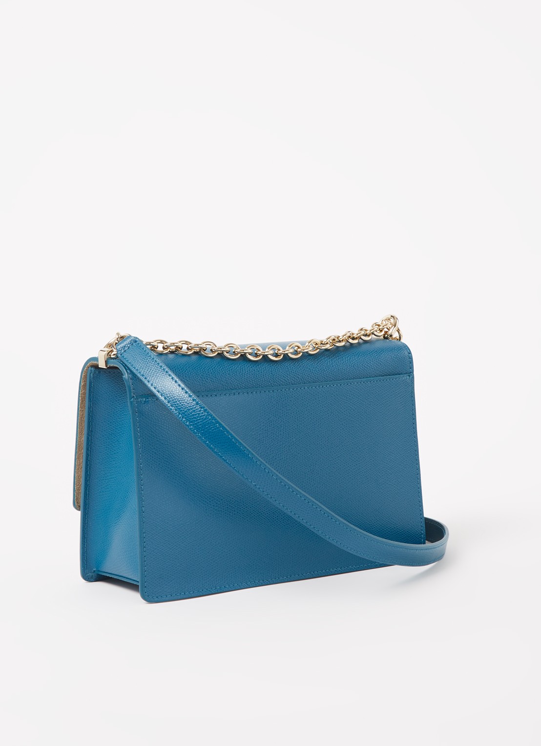 FURLA 1927 schoudertas S van leer - achterkant blauw