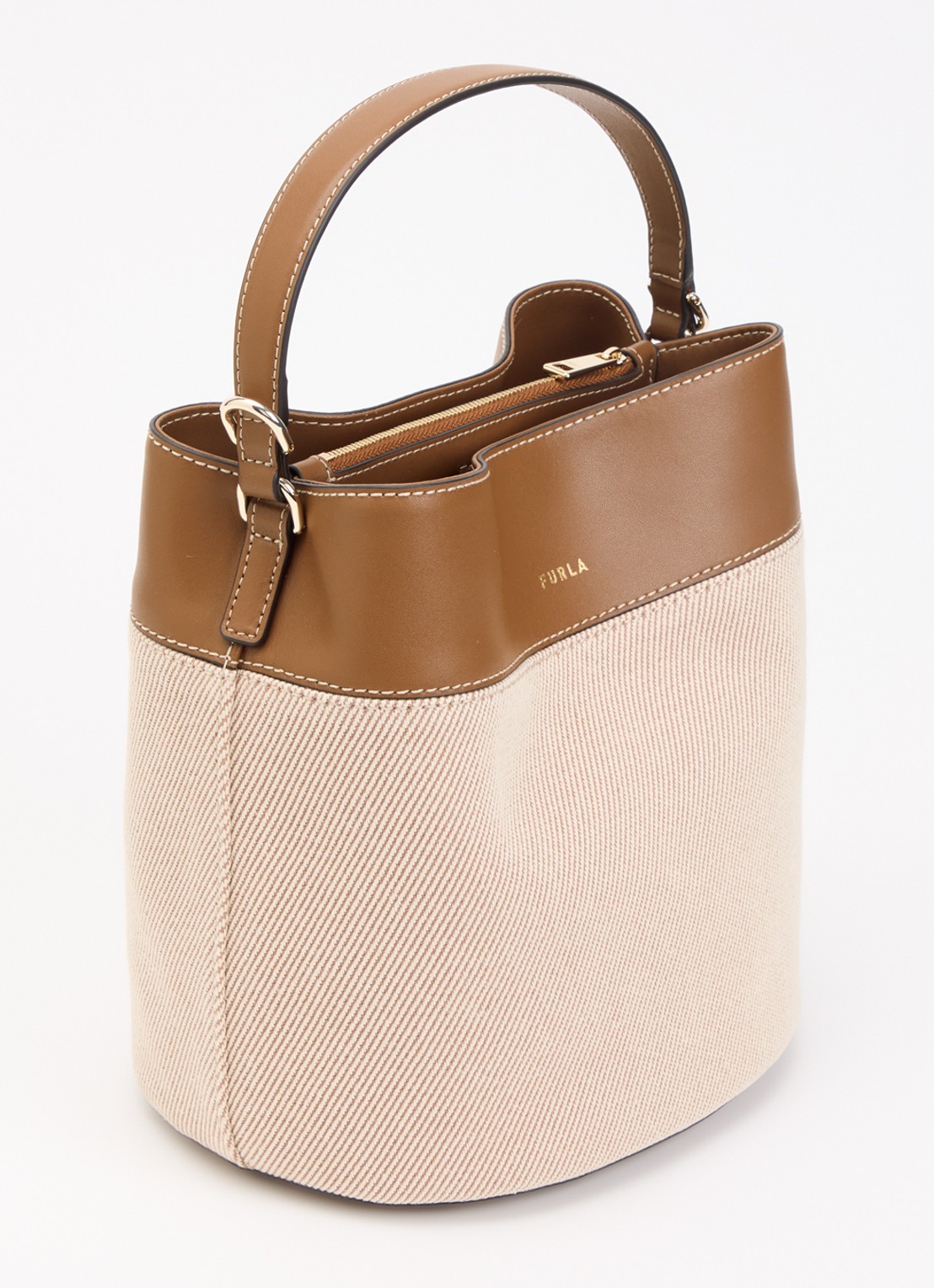 FURLA Amelia handtas van leer met afneembare schouderriem  - achterkant bruin
