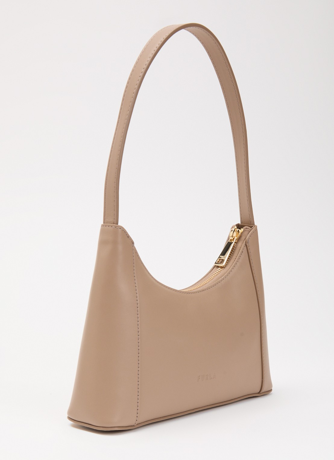 FURLA Diamante Mini schoudertas van leer - achterkant donkerbeige