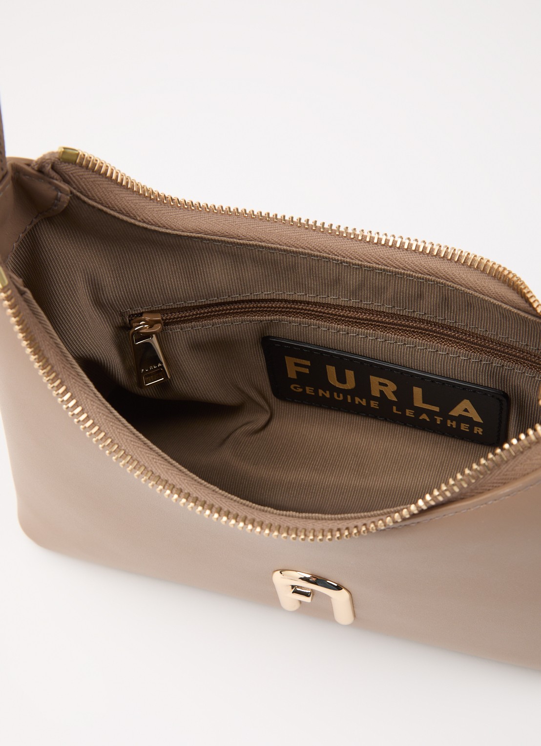 FURLA Diamante Mini schoudertas van leer - detail 3 donkerbeige