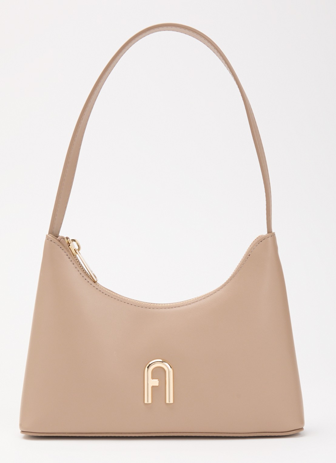 FURLA Diamante Mini schoudertas van leer - voorkant 2 donkerbeige