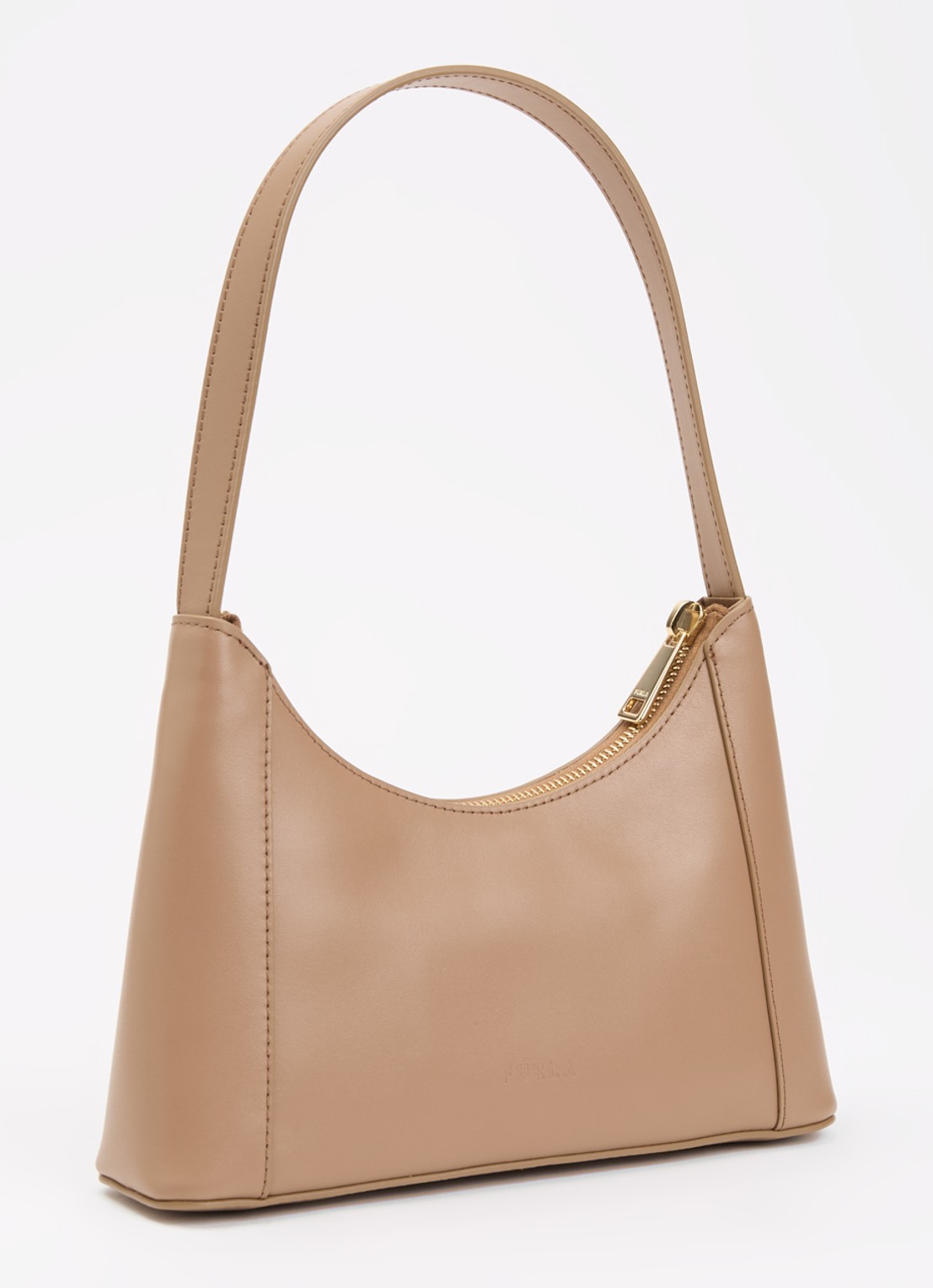 FURLA Diamante Mini schoudertas van leer - achterkant donkerbeige