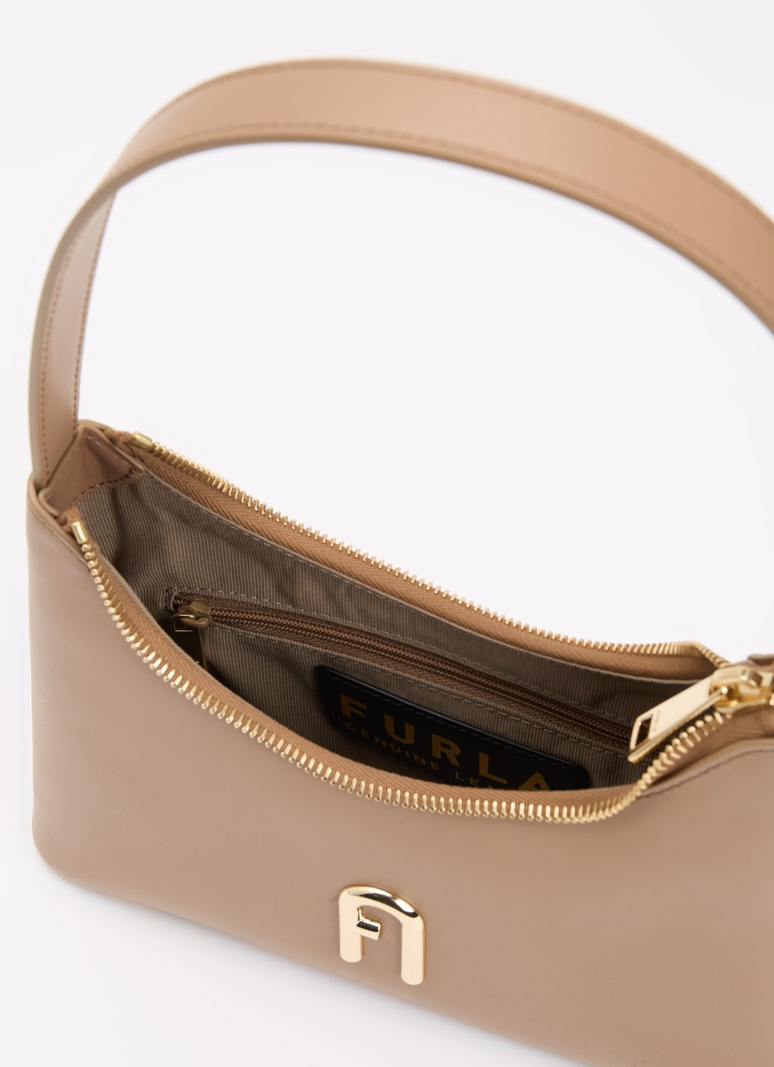 FURLA Diamante Mini schoudertas van leer - detail 2 donkerbeige