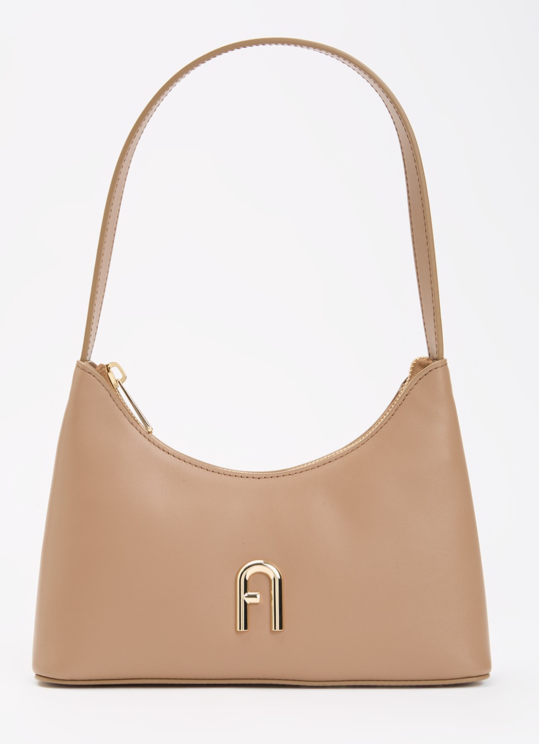 FURLA Diamante Mini schoudertas van leer - voorkant 5 donkerbeige