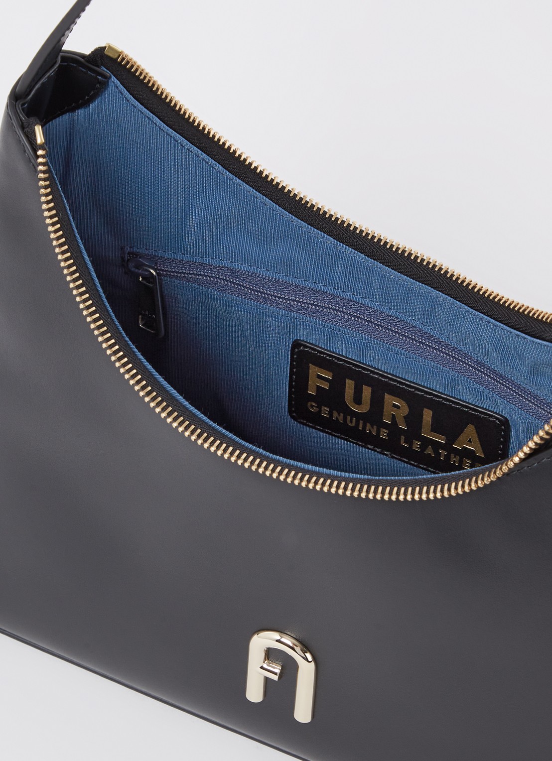 FURLA Diamante S schoudertas van leer - detail 2 zwart
