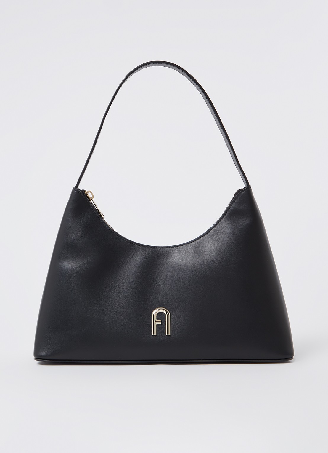 FURLA Diamante S schoudertas van leer - voorkant 4 zwart
