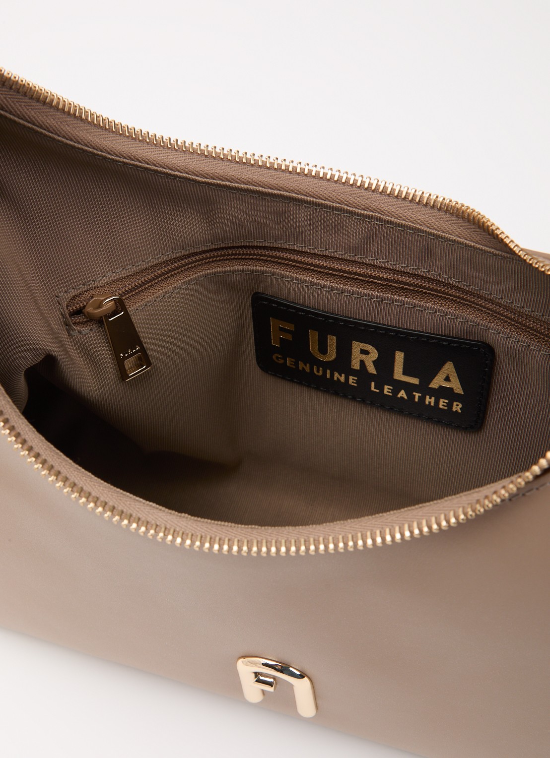 FURLA Diamante S schoudertas van leer - detail 3 lichtbruin