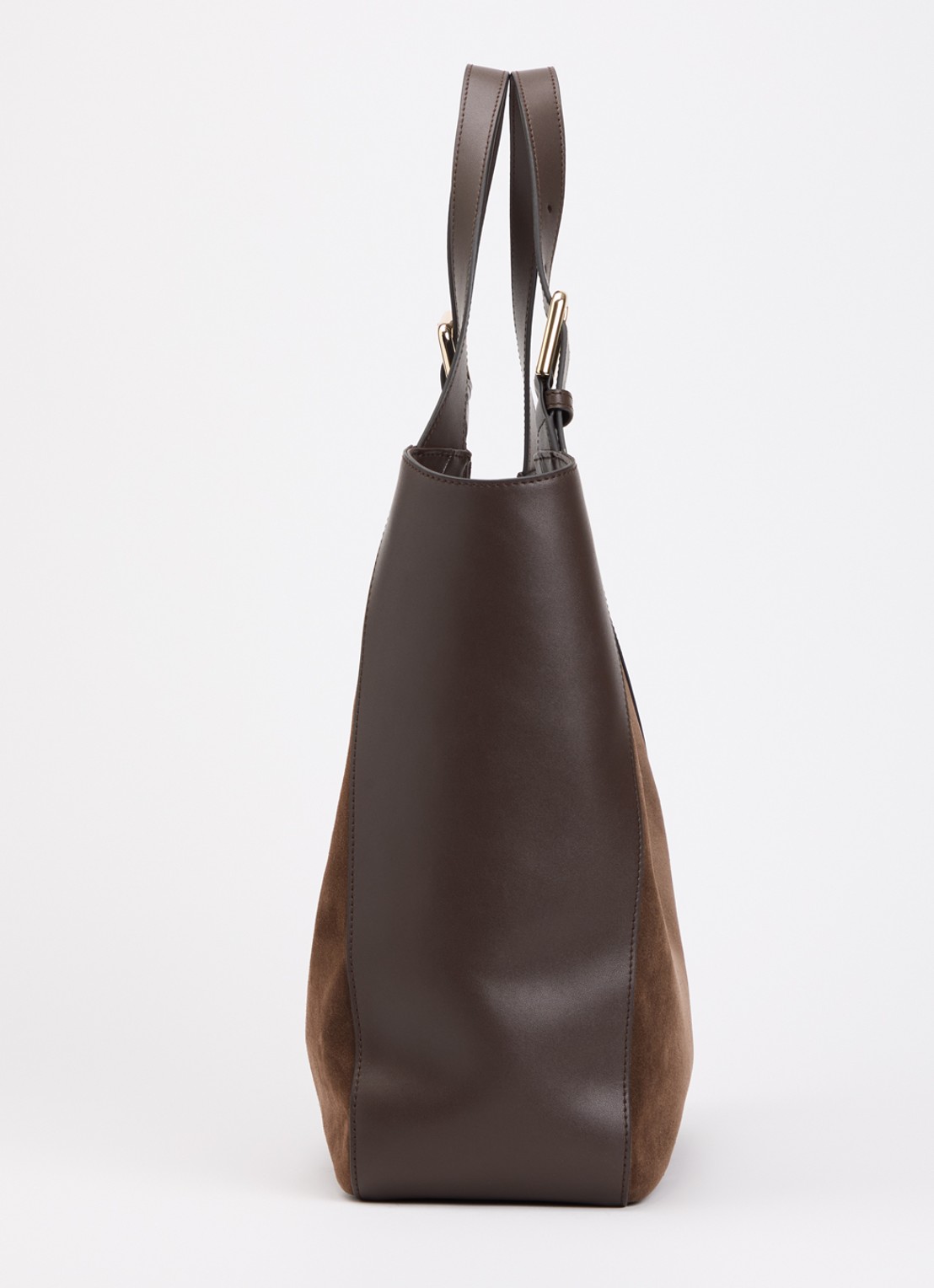 FURLA Dora L schoudertas van suède met kalfsleren details - detail 3 bruin
