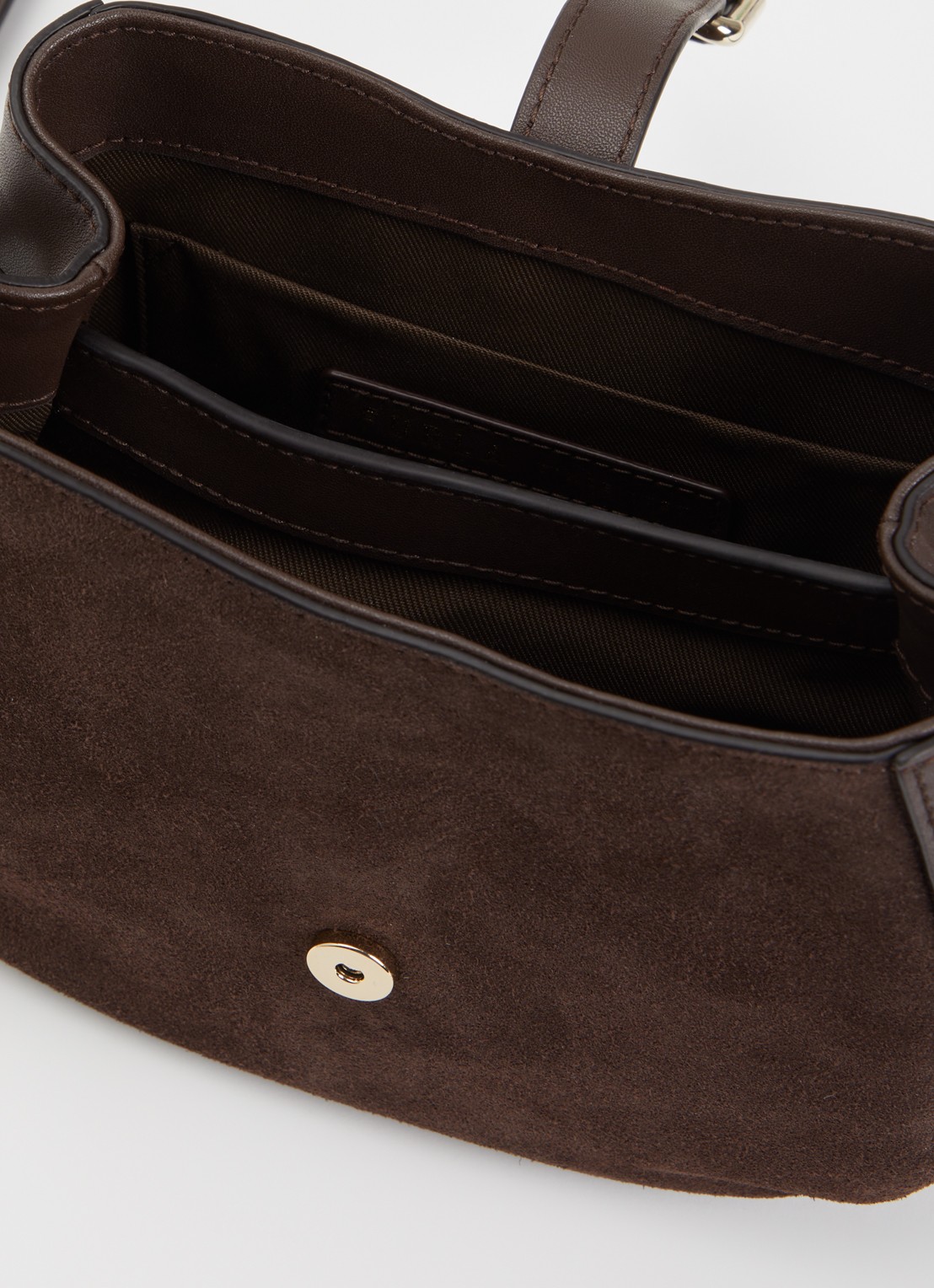 FURLA Dora Mini schoudertas van leer met details van suède  - detail donkerbruin