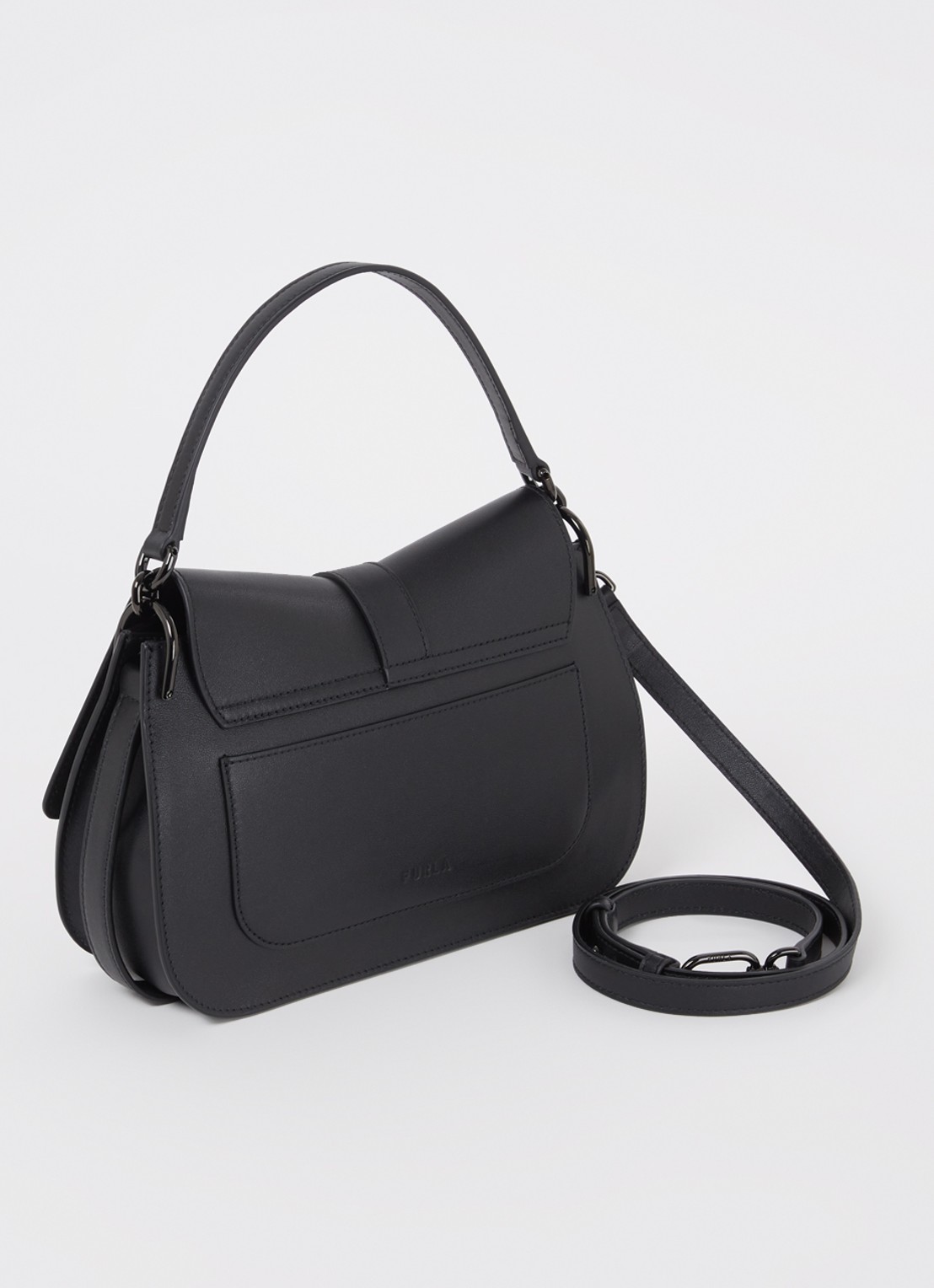 FURLA Flow handtas M van kalfsleer - achterkant 4 zwart
