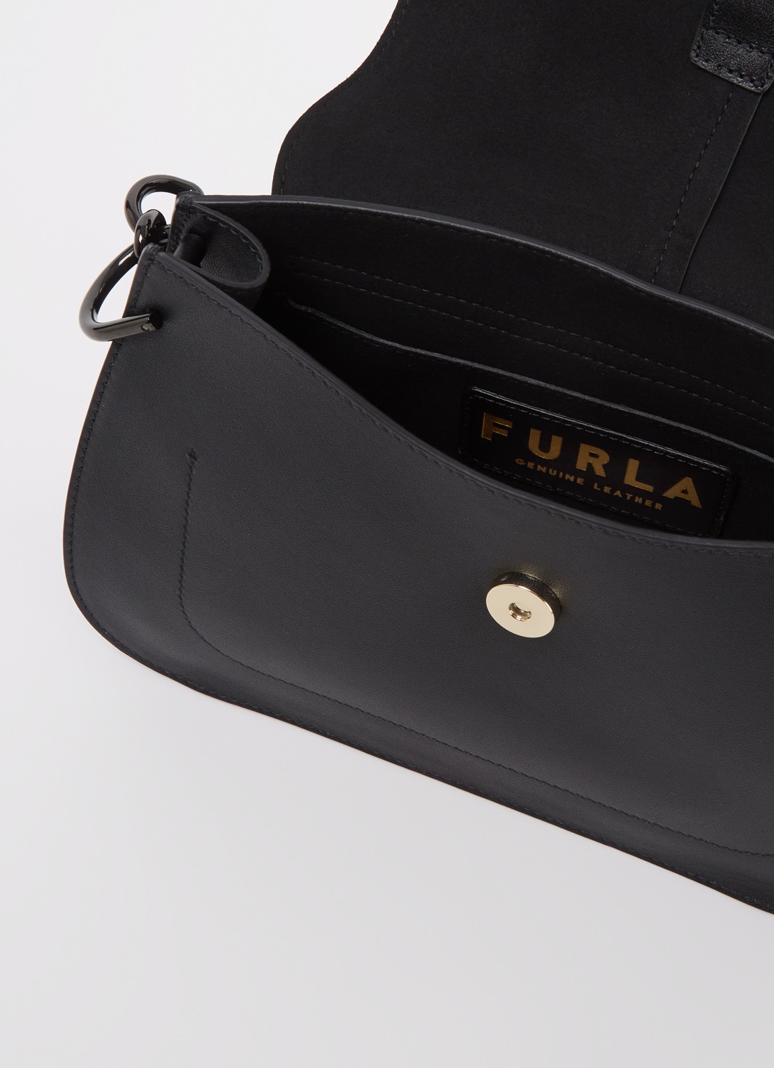 FURLA Flow handtas M van kalfsleer - detail zwart