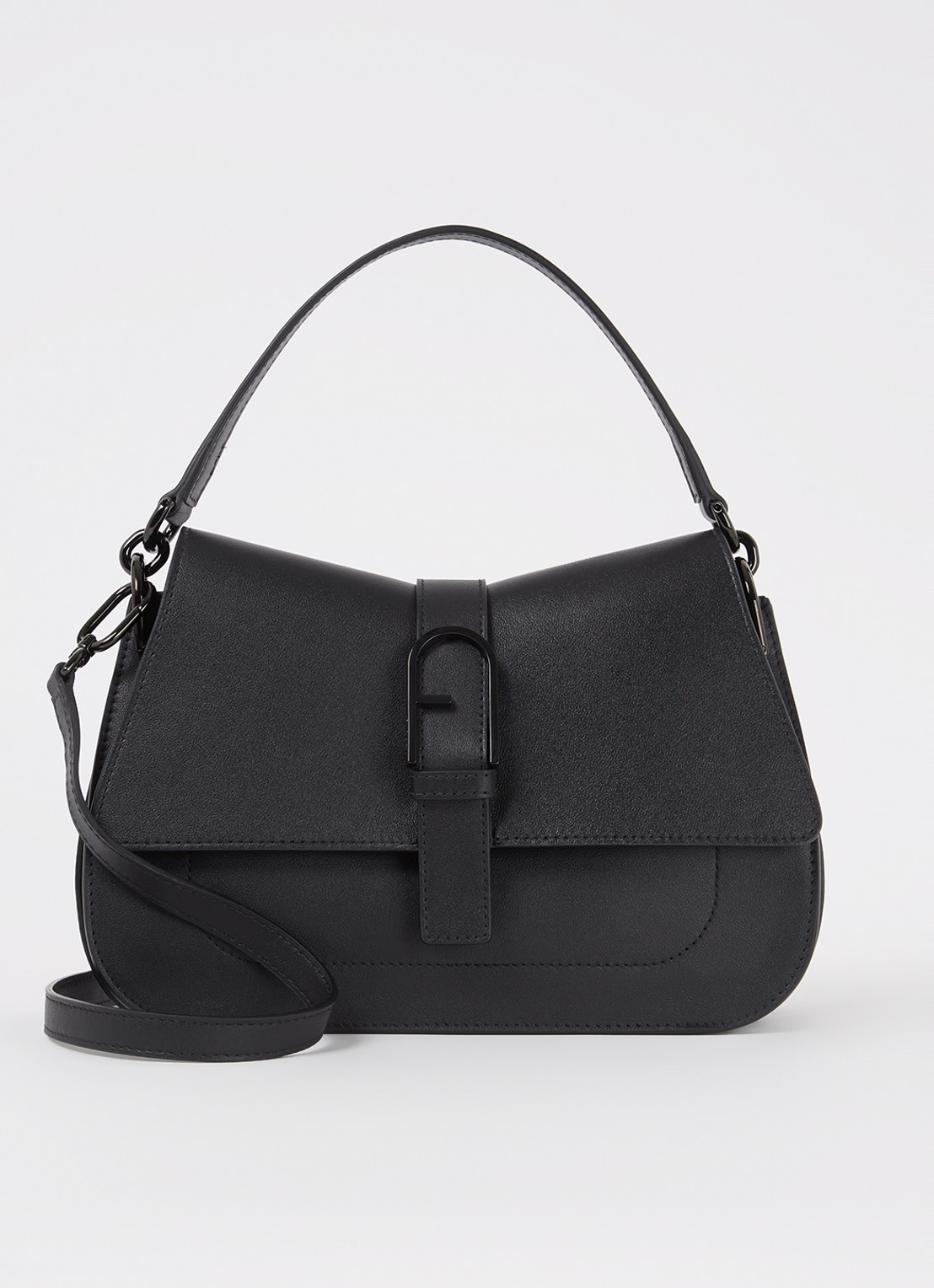 FURLA Flow handtas M van kalfsleer - voorkant 3 zwart