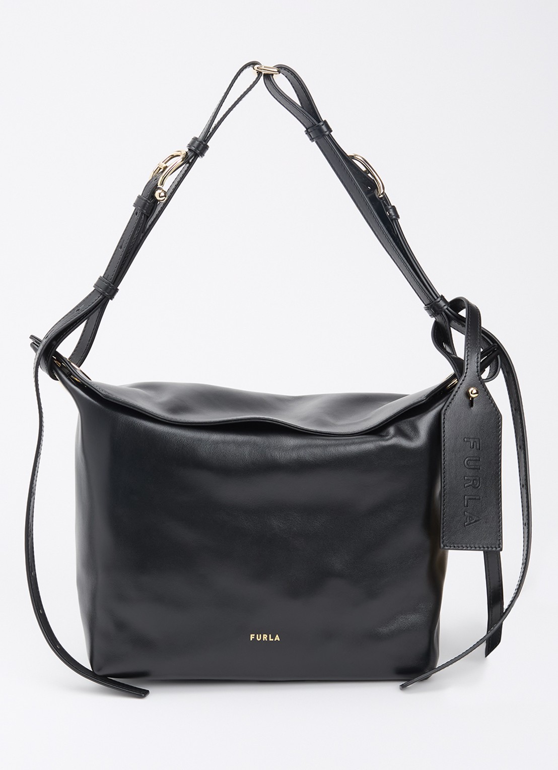 FURLA Ginevra M schoudertas van leer - voorkant zwart