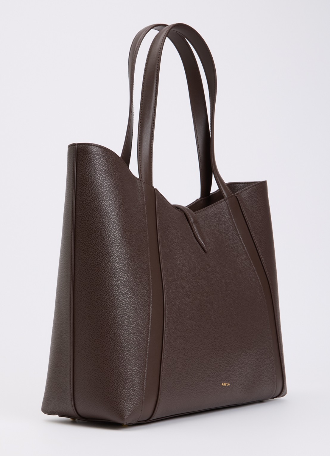 FURLA Goccia L schoudertas van kalfsleer met logo - achterkant donkerbruin