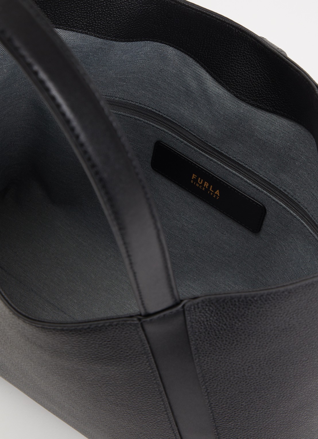 FURLA Goccia L schoudertas van kalfsleer met logo - detail 3 zwart