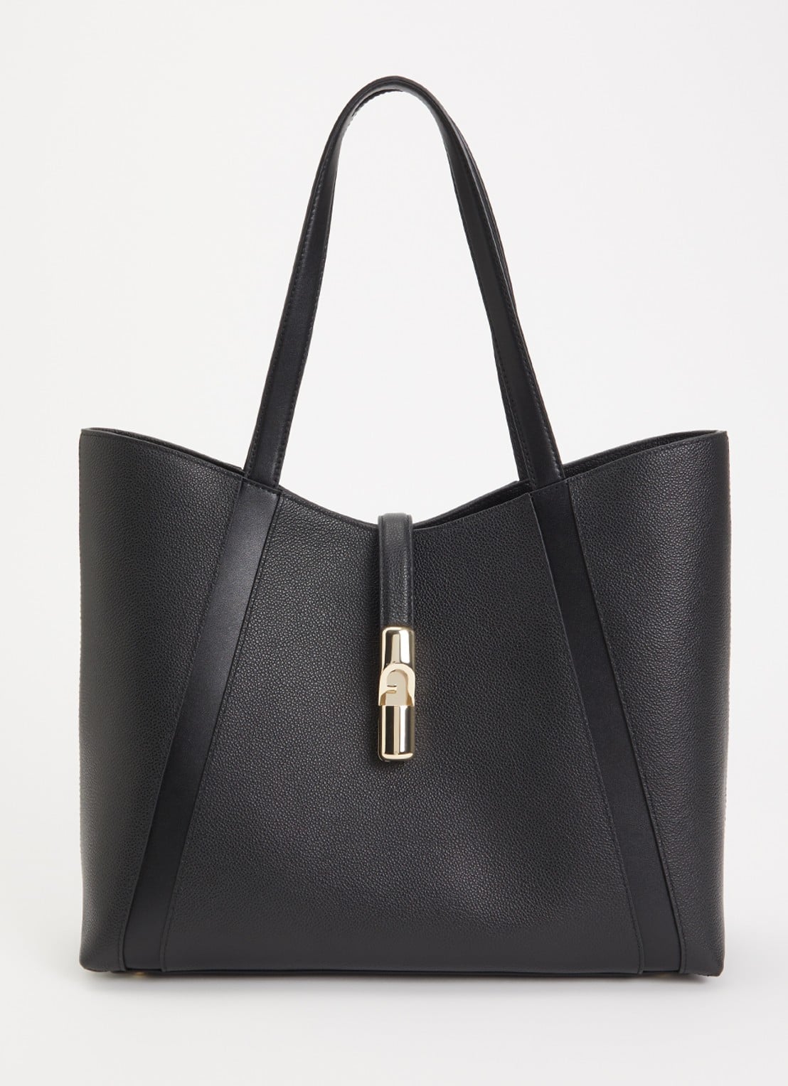 FURLA Goccia L schoudertas van kalfsleer met logo - voorkant 2 zwart