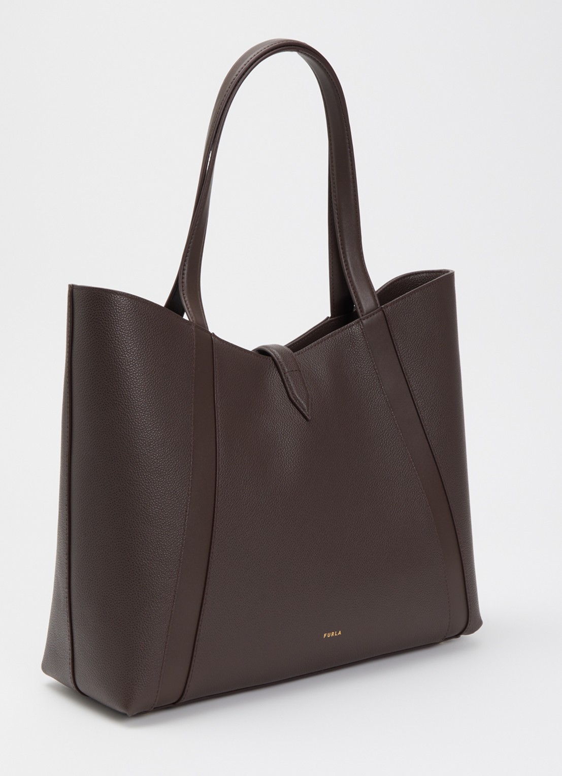 FURLA Goccia L schoudertas van kalfsleer met logo - achterkant donkerbruin