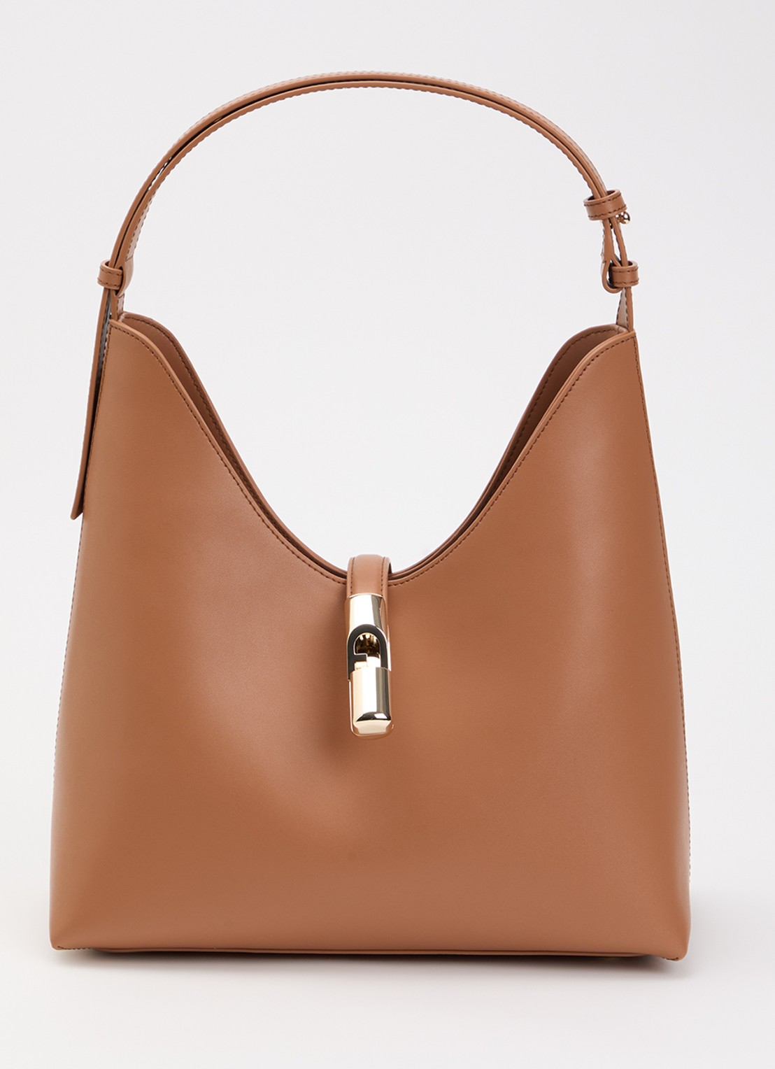 FURLA Goccia M schoudertas van kalfsleer - voorkant cognac