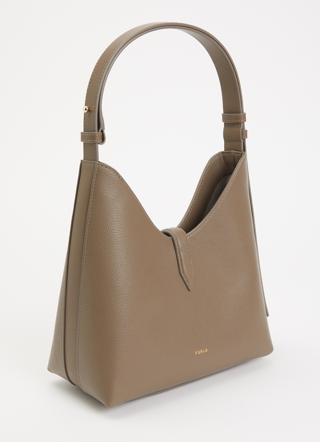 FURLA Goccia S schoudertas van leer met verstelbare schouderriem - achterkant 4 taupe