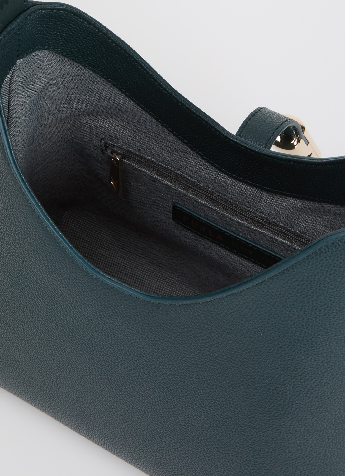 FURLA Goccia S schoudertas van leer met verstelbare schouderriem - detail 3 donkergroen