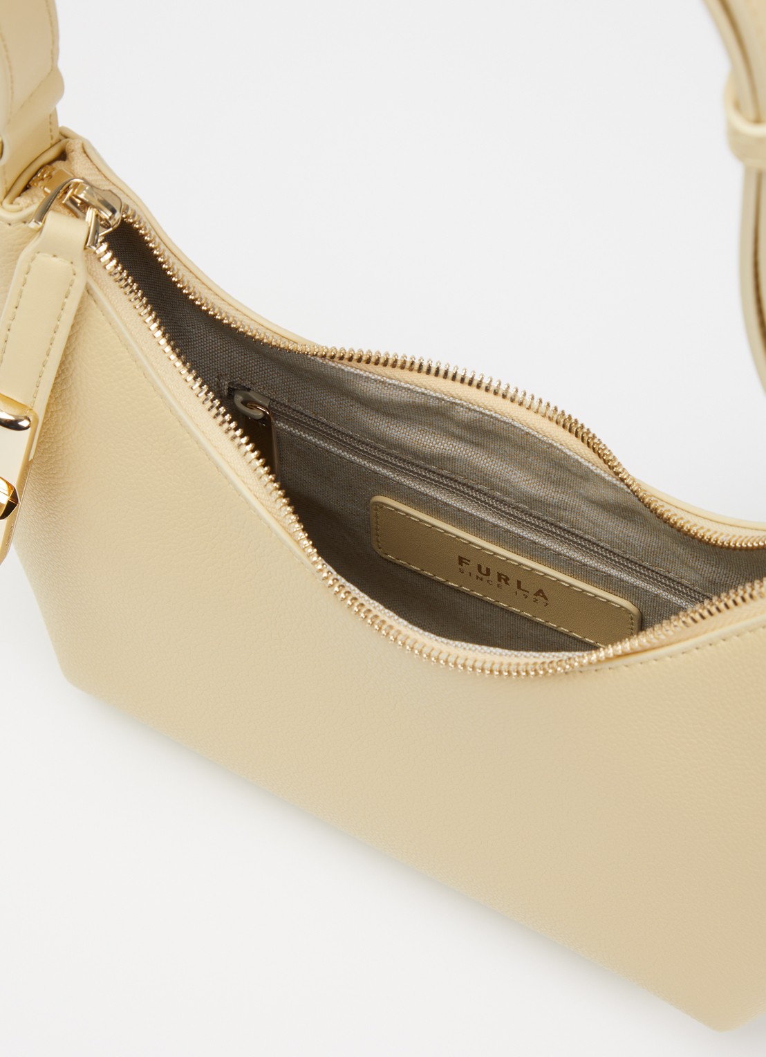 FURLA Goccia S schoudertas van leer  - detail lichtgeel