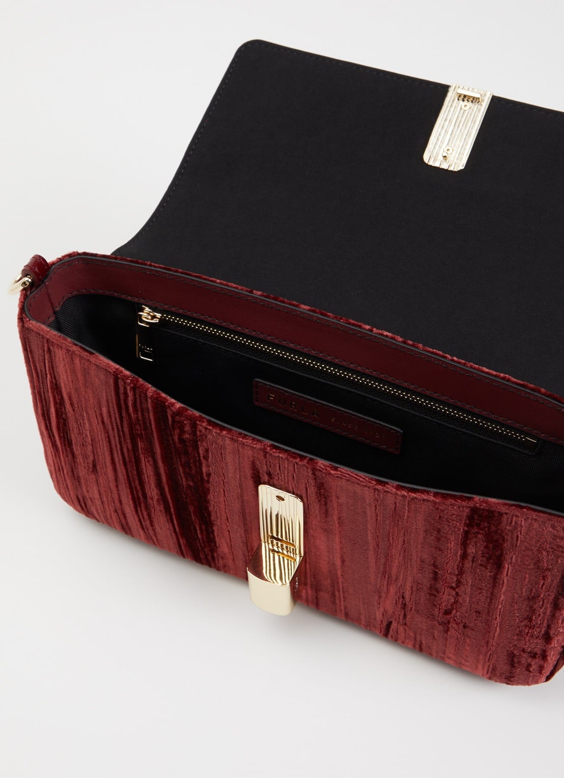 FURLA Iride S crossbodytas van fluweel - detail 3 rood