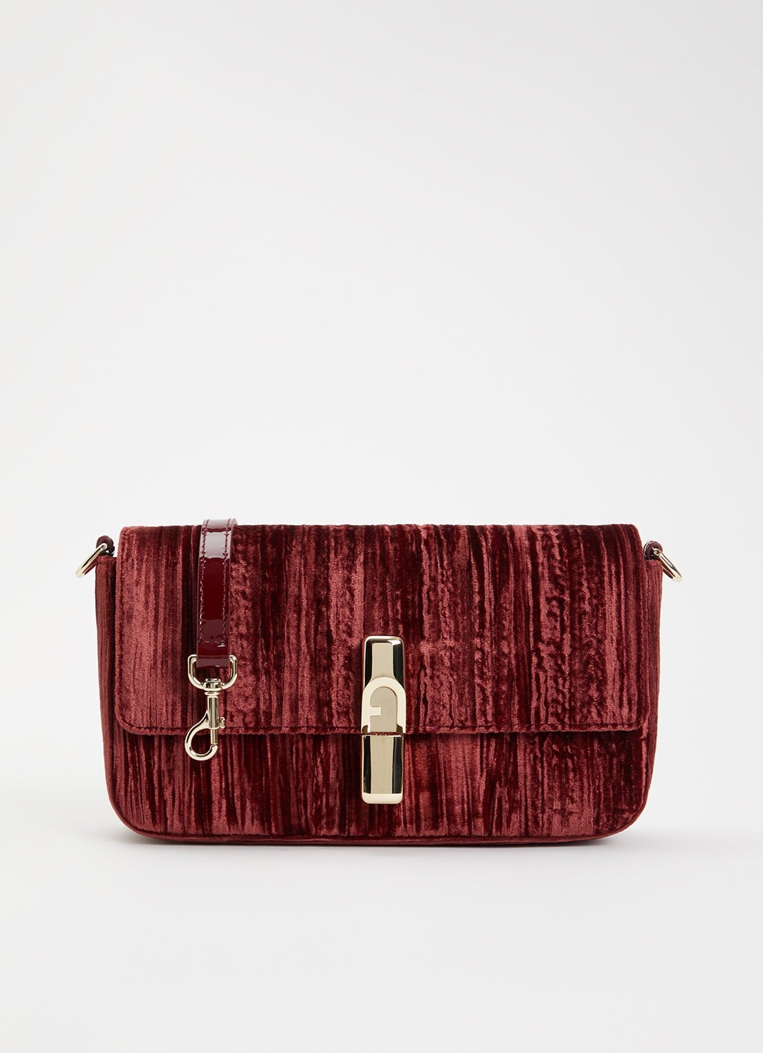 FURLA Iride S crossbodytas van fluweel - voorkant 2 rood